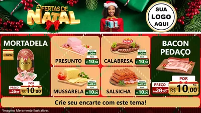 Modelo de TV para TV Horizontal com o tema Ofertas de Natal para Frios e Laticínios