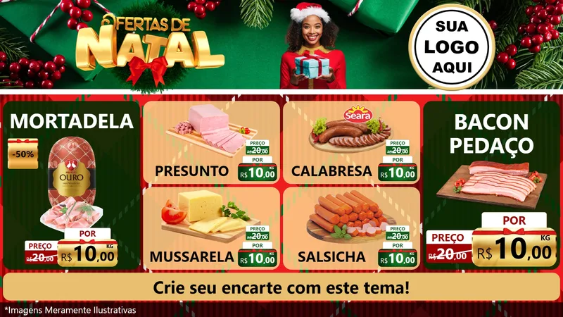 Modelo de TV para TV Horizontal com o tema Ofertas de Natal para Frios e Laticínios