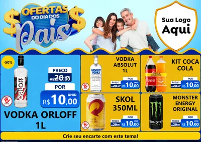Modelo de Encarte para Encarte A4 Horizontal com o tema Ofertas do Dia dos Pais para Distribuidora de bebidas