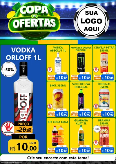 Modelo de Encarte para Encarte A4 Vertical com o tema Copa de Ofertas para Distribuidora de bebidas