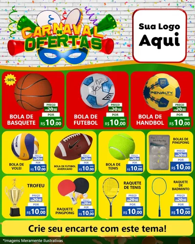 Modelo de Rede Social para Feed Instagram com o tema Carnaval de Ofertas para Artigos Esportivos