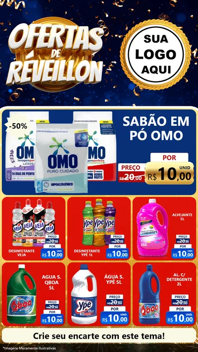 Modelo de Rede Social para Stories com o tema Ofertas de Réveillon para Produtos de Limpeza