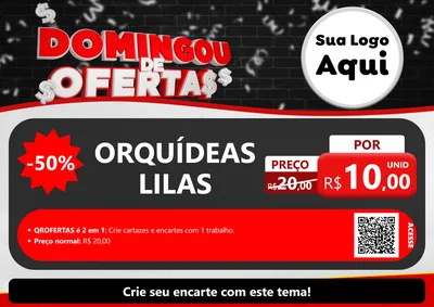 Modelo de Cartaz para Cartaz A4 Horizontal com o tema Domingou de Ofertas para Floricultura e jardim
