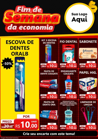 Modelo de Encarte para Encarte A4 Vertical com o tema Fim de Semana da Economia para Higiene Pessoal
