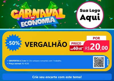 Modelo de Cartaz para Cartaz A4 Horizontal com o tema Carnaval da Economia para Ferragens