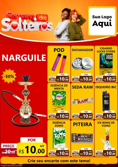 Modelo de Encarte para Encarte A4 Vertical com o tema Semana dos Solteiros para Tabacaria