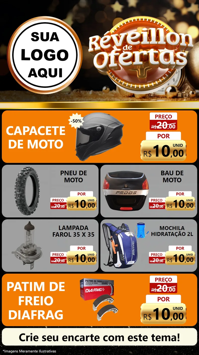 Modelo de TV para TV Vertical com o tema Réveillon de Ofertas para Moto peças
