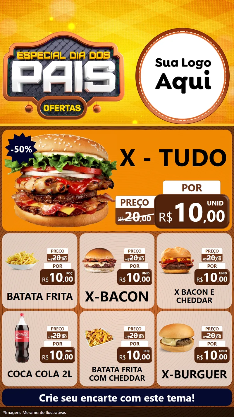 Modelo de Rede Social para Stories com o tema Especial Dia dos Pais para Hamburgueria