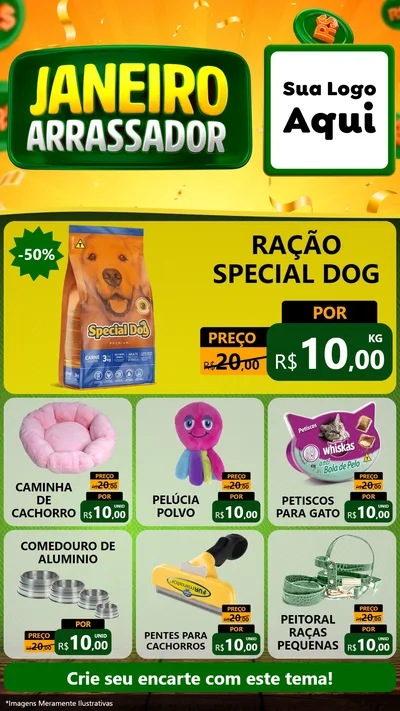 Modelo de Rede Social para Stories com o tema Janeiro Arrasador para Pet Shop