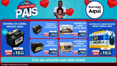 Modelo de TV para TV Horizontal com o tema Semana Dos Pais para Baterias Elétricas