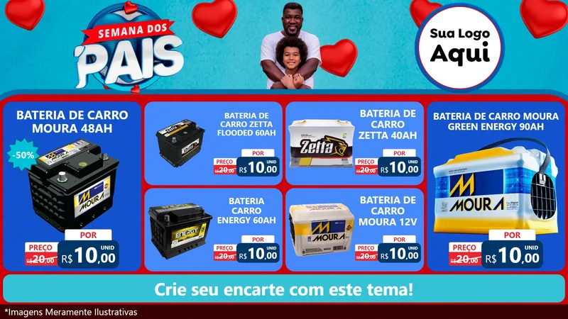 Modelo de TV para TV Horizontal com o tema Semana Dos Pais para Baterias Elétricas