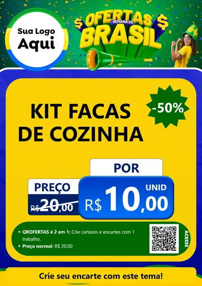 Modelo de Cartaz para Cartaz A4 Vertical com o tema Ofertas Semana do Brasil para Utilidades Domésticas