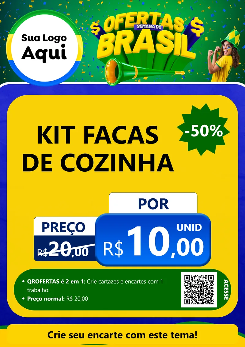 Modelo de Cartaz para Cartaz A4 Vertical com o tema Ofertas Semana do Brasil para Utilidades Domésticas