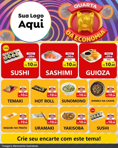 Modelo de Rede Social para Feed Instagram com o tema Quarta da Economia para Comida japonesa