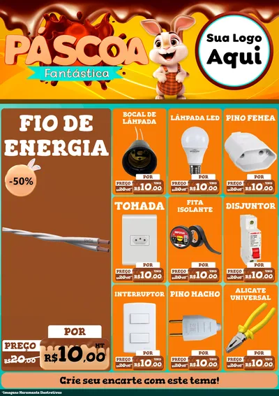 Modelo de Encarte para Encarte A4 Vertical com o tema Páscoa Fantástica para Materiais Elétricos