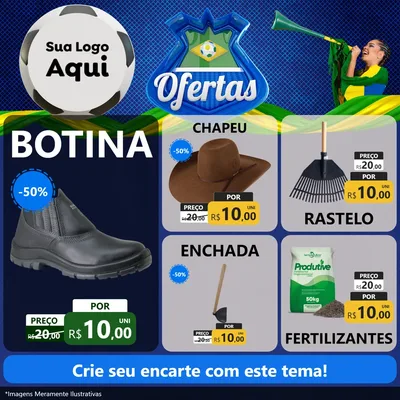 Modelo de Rede Social para Feed Facebook com o tema Ofertas (Futebol) para Agropecuária