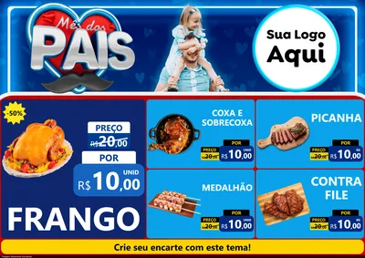 Modelo de Encarte para Encarte A4 Horizontal com o tema Mês Dos Pais para Assados