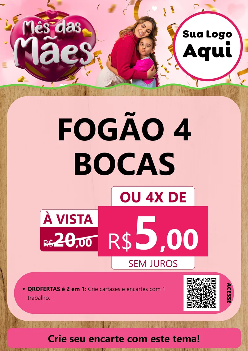 Modelo de Cartaz para Cartaz A4 Vertical com o tema Mês das Mães para Móveis e Eletro