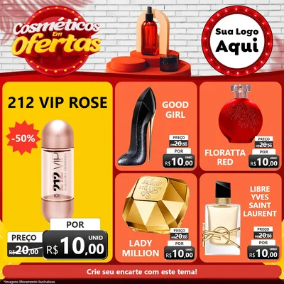 Modelo de Rede Social para Feed Facebook com o tema Cosméticos em Ofertas para Perfumes