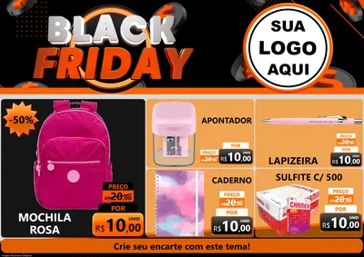 Modelo de Encarte para Encarte A4 Horizontal com o tema Black Friday para Papelaria
