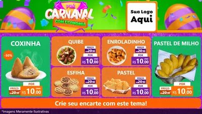 Modelo de TV para TV Horizontal com o tema Pré-Carnaval Com Economia para Salgadaria