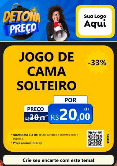 Modelo de Cartaz para Cartaz A4 Vertical com o tema Detona Preços para Cama, Mesa e Banho
