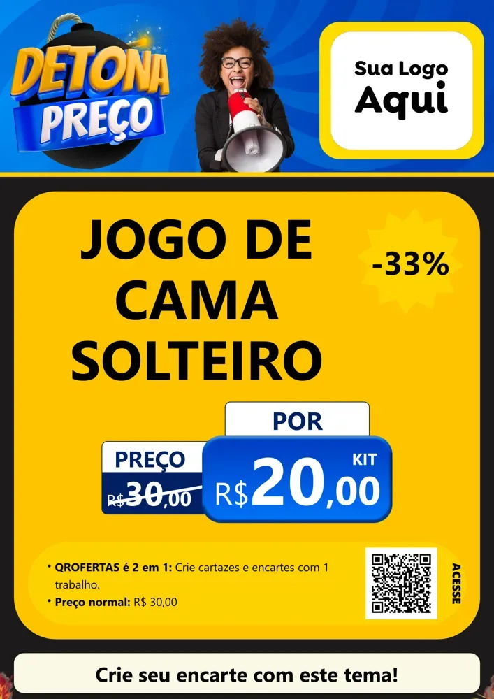 Modelo de Cartaz para Cartaz A4 Vertical com o tema Detona Preços para Cama, Mesa e Banho