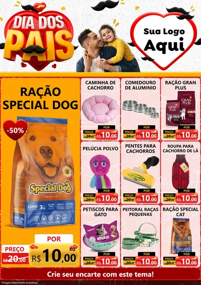 Modelo de Encarte para Encarte A4 Vertical com o tema Dia dos Pais para Pet Shop