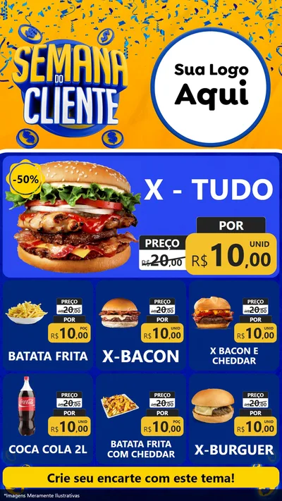 Modelo de Rede Social para Stories com o tema Semana do Cliente para Hamburgueria
