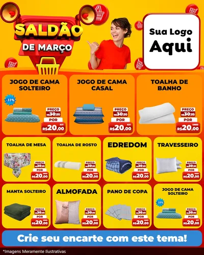 Modelo de Rede Social para Feed Instagram com o tema Saldão de Março para Cama, Mesa e Banho