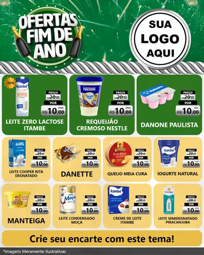 Modelo de Rede Social para Feed Instagram com o tema Ofertas Fim de Ano para Frios e Laticínios