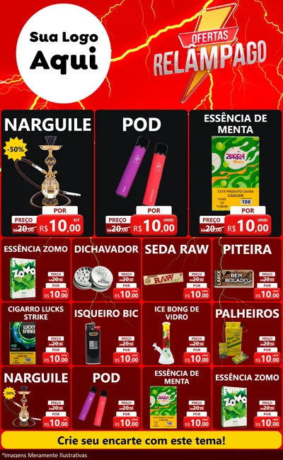 Modelo de Encarte para Encarte Grande com o tema Ofertas Relâmpago para Tabacaria