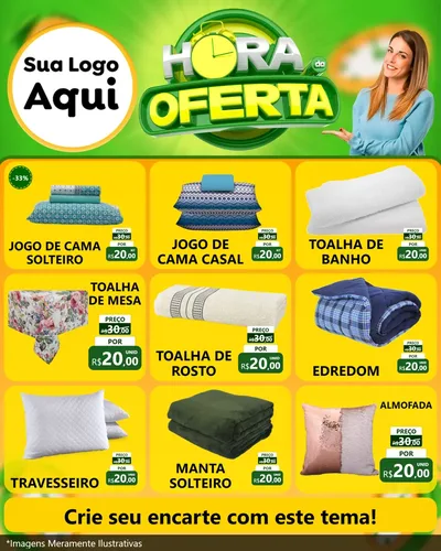 Modelo de Rede Social para Feed Instagram com o tema Hora da Oferta para Cama, Mesa e Banho