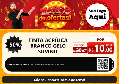 Modelo de Cartaz para Cartaz A4 Horizontal com o tema Março de Ofertas! para Tintas e Ferramentas