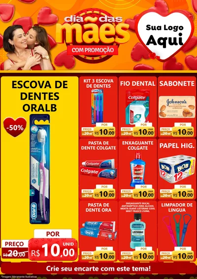 Modelo de Encarte para Encarte A4 Vertical com o tema Dia das Mães com Promoção para Higiene Pessoal