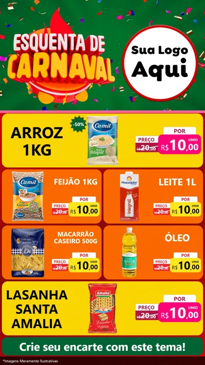 Modelo de TV para TV Vertical com o tema Esquenta de Carnaval para Supermercado