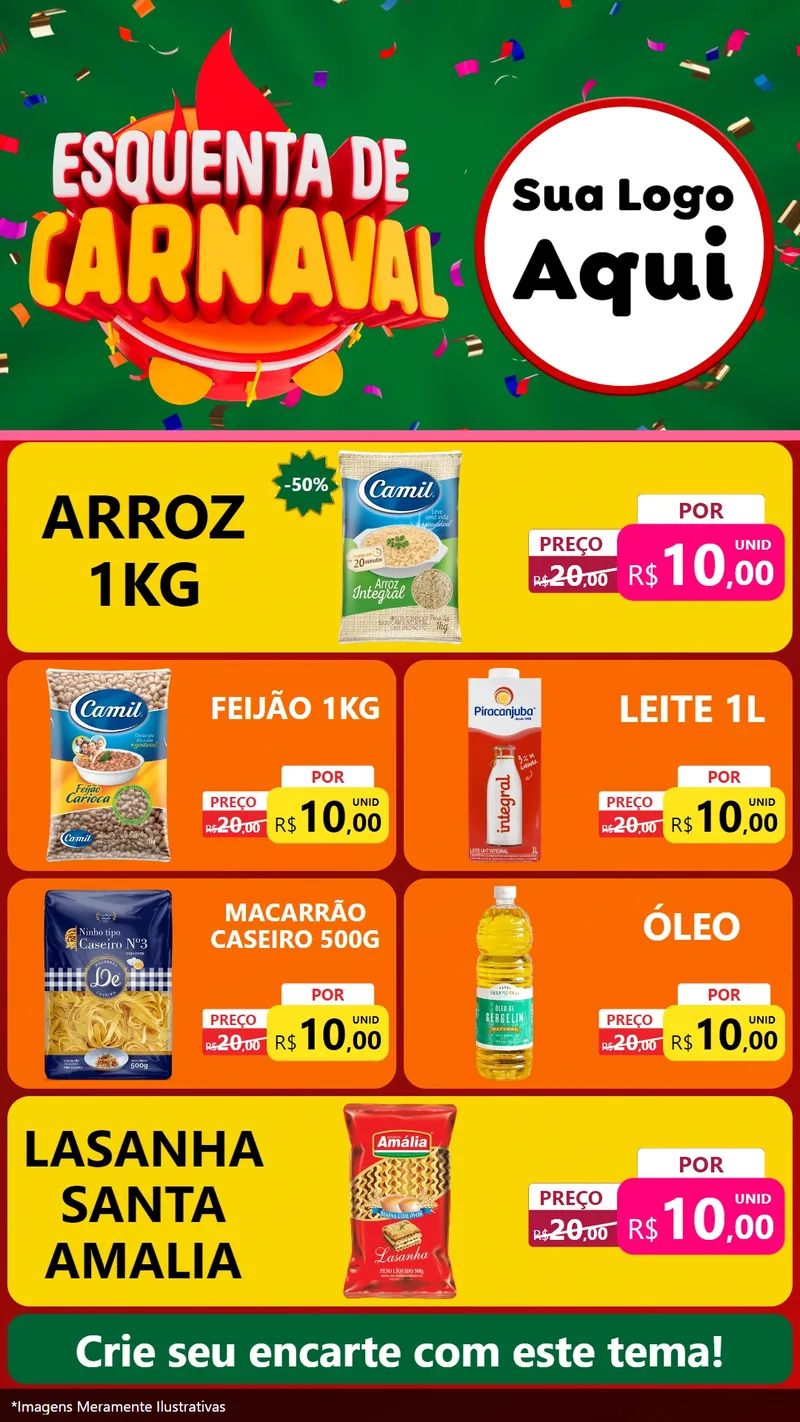 Modelo de TV para TV Vertical com o tema Esquenta de Carnaval para Supermercado
