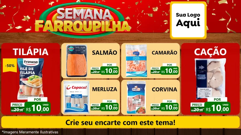 Modelo de TV para TV Horizontal com o tema Semana Farroupilha para Peixaria