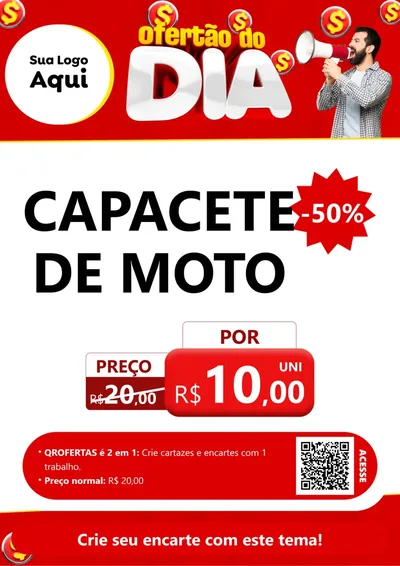 Modelo de Cartaz para Cartaz A4 Vertical com o tema Ofertão do dia para Moto peças