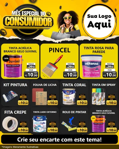 Modelo de Rede Social para Feed Instagram com o tema Mês Especial do Consumidor para Tintas e Ferramentas