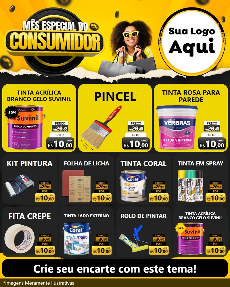 Modelo de Rede Social para Feed Instagram com o tema Mês Especial do Consumidor para Tintas e Ferramentas