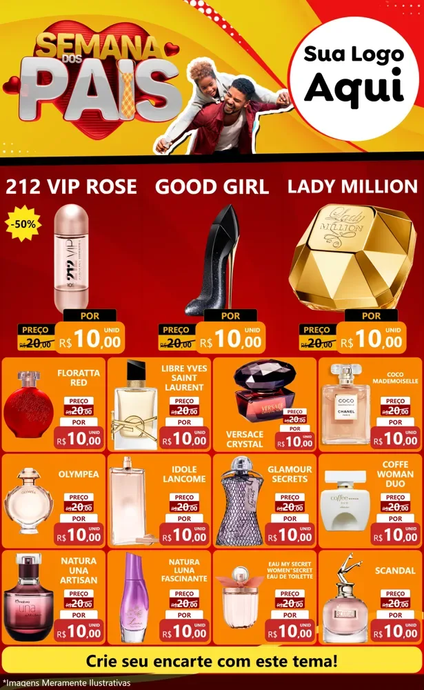 Modelo de Encarte para Encarte Grande com o tema Semana Dos Pais para Perfumes