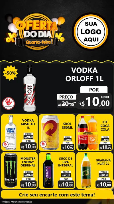 Modelo de Rede Social para Stories com o tema Oferta do Dia - Quarta Feira! para Distribuidora de bebidas