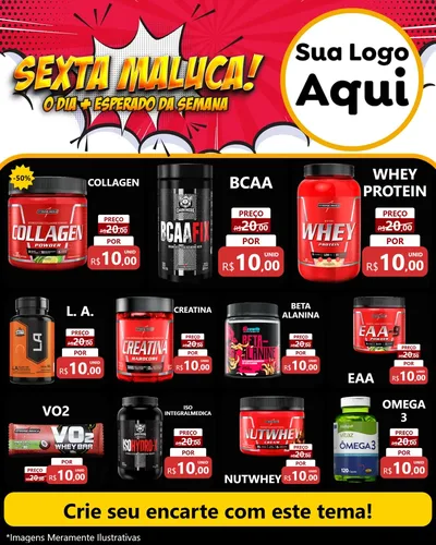 Modelo de Rede Social para Feed Instagram com o tema Sexta Maluca! para Suplementos alimentares