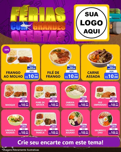 Modelo de Rede Social para Feed Instagram com o tema Férias com Grandes Ofertas para Restaurante