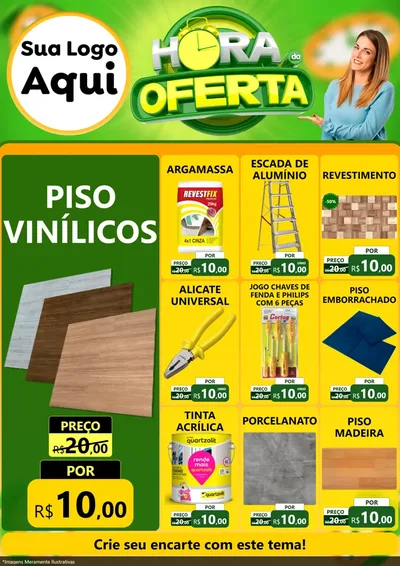 Modelo de Encarte para Encarte A4 Vertical com o tema Hora da Oferta para Material para Construção