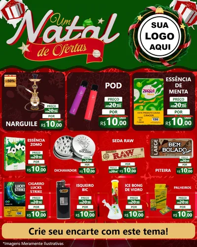 Modelo de Rede Social para Feed Instagram com o tema Um Natal de Ofertas para Tabacaria