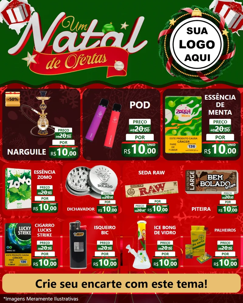 Modelo de Rede Social para Feed Instagram com o tema Um Natal de Ofertas para Tabacaria