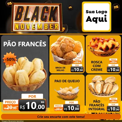 Modelo de Rede Social para Feed Facebook com o tema Black November para Padaria