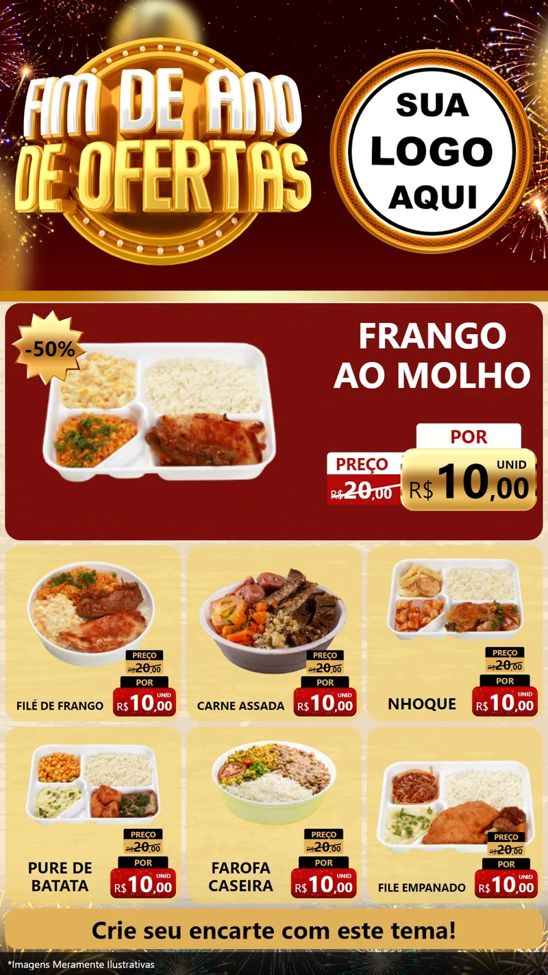 Modelo de Rede Social para Stories com o tema Fim de Ano de Ofertas para Restaurante